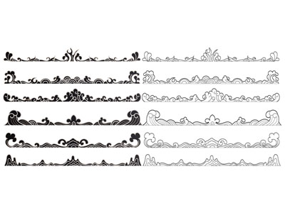 新中式浪花剪影 墙饰 墙贴3d模型 新中式浪花剪影 墙饰 墙贴