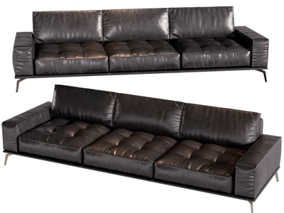 现代真皮多人沙发3d模型 现代真皮多人沙发