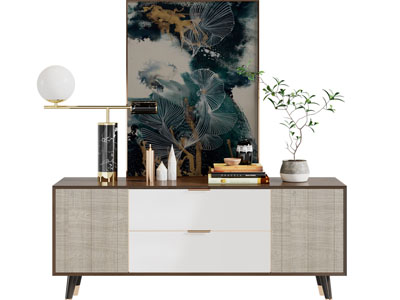 新中式玄关柜 边柜 挂画3d模型 新中式玄关柜 边柜 挂画