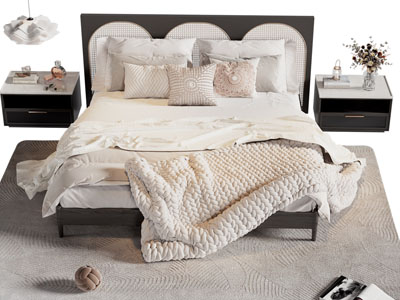 法式双人床 床头柜