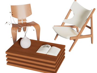 现代休闲椅子 边几