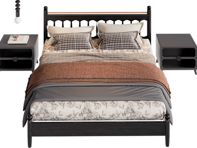 法式双人床 床头柜