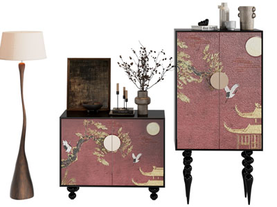 新中式玄关柜 边柜3d模型 新中式玄关柜 边柜