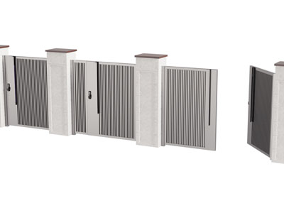 现代庭院大门 围墙