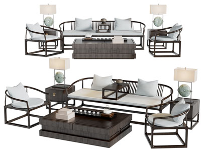 新中式罗汉床 休闲椅子和茶几组合