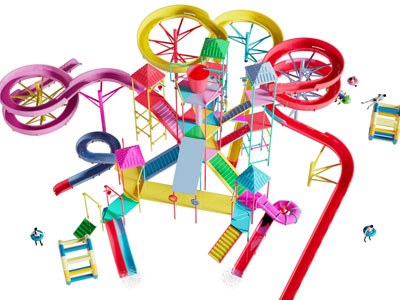 现代滑滑梯 儿童游乐设备3d模型 现代滑滑梯 儿童游乐设备