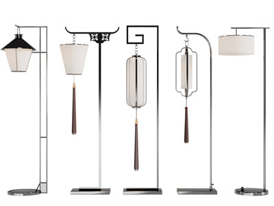 新中式落地灯3d模型 新中式落地灯