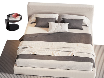 现代布艺双人床 床头几