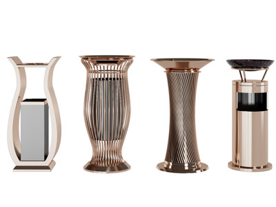 新中式金属酒店垃圾桶3d模型 新中式金属酒店垃圾桶