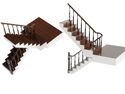 美式旋转楼梯3d模型 美式旋转楼梯
