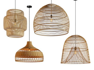 侘寂风竹编灯罩吊灯3d模型 侘寂风竹编灯罩吊灯