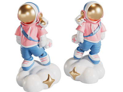 现代宇航员雕塑雕刻摆件组合3d模型 现代宇航员雕塑雕刻摆件组合