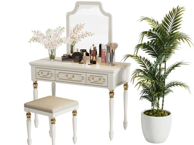 简欧化妆 梳妆台3d模型 简欧化妆 梳妆台