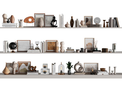 现代饰品 书本 摆件组合3d模型 现代饰品 书本 摆件组合
