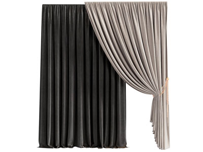 现代布艺窗帘3d模型 现代布艺窗帘