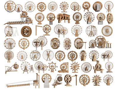 中式水车 水车轮 水车小品 农具小品3d模型 中式水车 水车轮 水车小品 农具小品