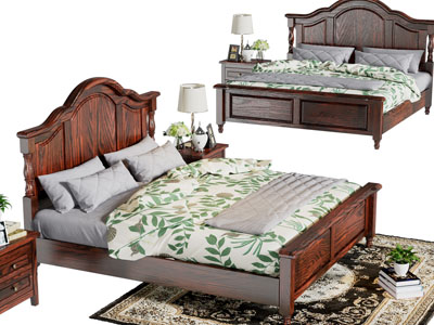 美式中古风双人床