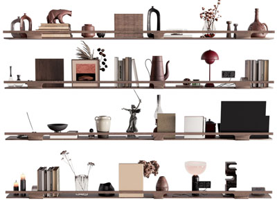 现代中古风饰品摆件组合3d模型 现代中古风饰品摆件组合