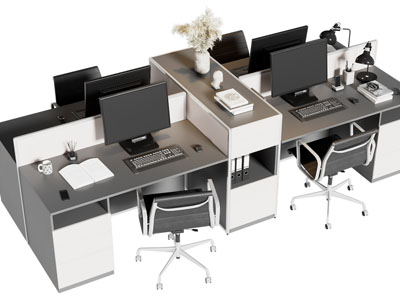 现代办公桌椅组合3d模型 现代办公桌椅组合