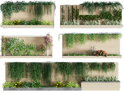 现代藤蔓植物墙 景观墙3d模型 现代藤蔓植物墙 景观墙