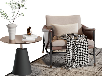 新中式休闲椅子 边几