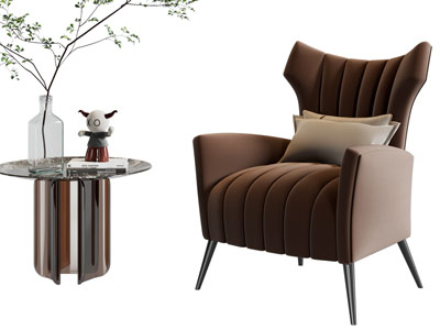 现代休闲椅子 边几