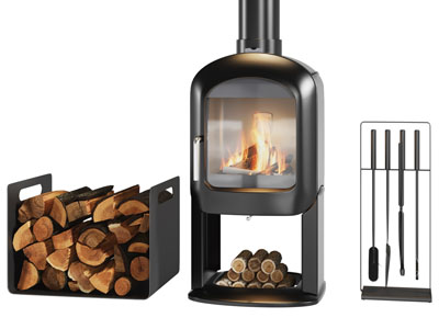 北欧金属壁炉火炉 火柴 火钳3d模型 北欧金属壁炉火炉 火柴 火钳