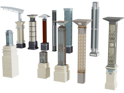 新中式装饰柱子 路灯 装饰灯 草坪灯3d模型 新中式装饰柱子 路灯 装饰灯 草坪灯