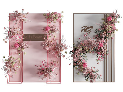 现代花卉花束美陈 户外装置 摆件组合3d模型 现代花卉花束美陈 户外装置 摆件组合