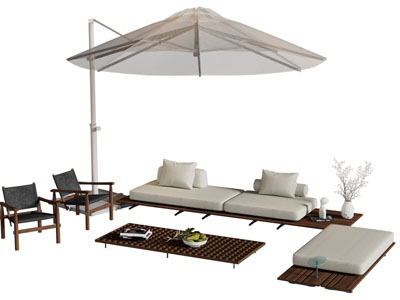 现代户外遮阳伞 休闲沙发茶几组合