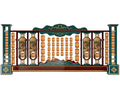 新中式景观墙 美陈3d模型 新中式景观墙 美陈