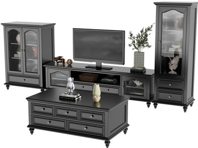 法式电视柜 边柜 茶几组合