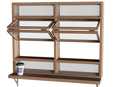 现代咖啡厅可折叠窗户 上下折叠窗