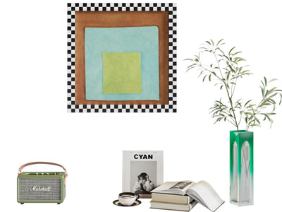 现代书本 挂画 花瓶花卉摆件组合3d模型 现代书本 挂画 花瓶花卉摆件组合