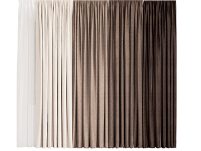 现代渐变布艺窗帘窗纱3d模型 现代渐变布艺窗帘窗纱