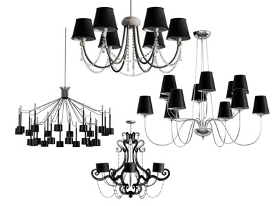 现代黑色灯罩吊灯3d模型 现代黑色灯罩吊灯