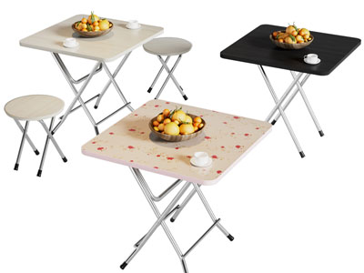 现代可折叠餐桌椅组合3d模型 现代可折叠餐桌椅组合