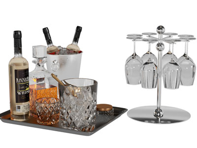 现代酒瓶酒杯 高脚杯架 茶具杯子3d模型 现代酒瓶酒杯 高脚杯架 茶具杯子