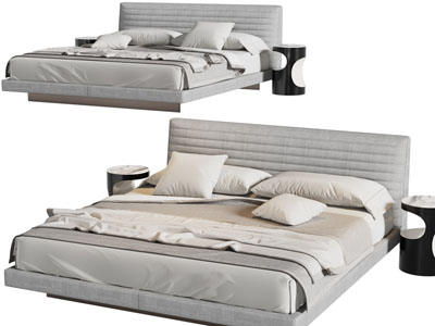 现代双人床 床头柜