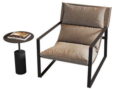 现代休闲椅子 边几