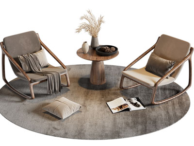 北欧休闲椅子 扶手椅子 边几