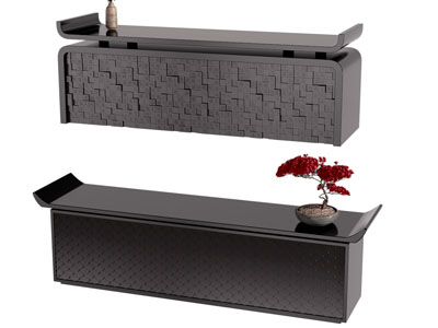 新中式前台接待台3d模型 新中式前台接待台