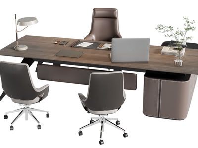 现代老板台 老板桌椅组合3d模型 现代老板台 老板桌椅组合