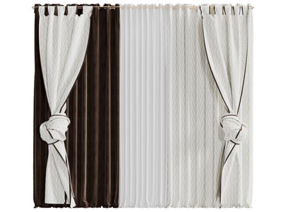 欧式布艺窗帘窗纱3d模型 欧式布艺窗帘窗纱