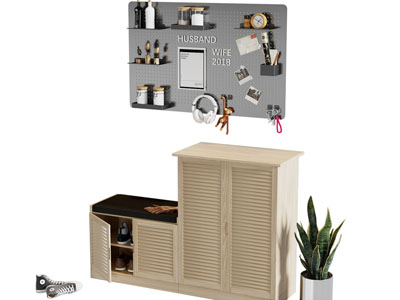 北欧玄关鞋柜 高低柜 墙面置物架