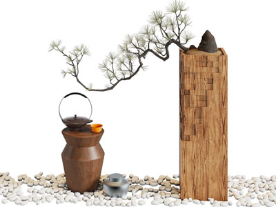 新中式石子 盆景盆栽 边几景观园艺小品