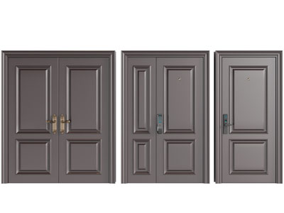 现代双开门 子母入户门 平开门 防盗门