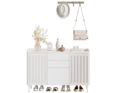 现代奶油风玄关鞋柜