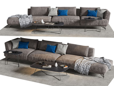 现代布艺多人沙发3d模型 现代布艺多人沙发