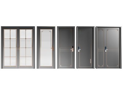 新中式双开门 玻璃门 木门 子母入户门 防盗门